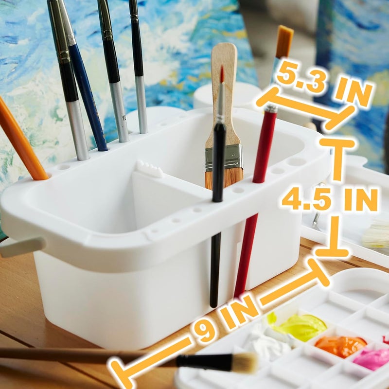 SEVENTY Paint Brush Cleaner, Paint Brush Holder and Organizers with Palette for Acrylic, Watercolor, and Water-Based Paints (White) - Image 5